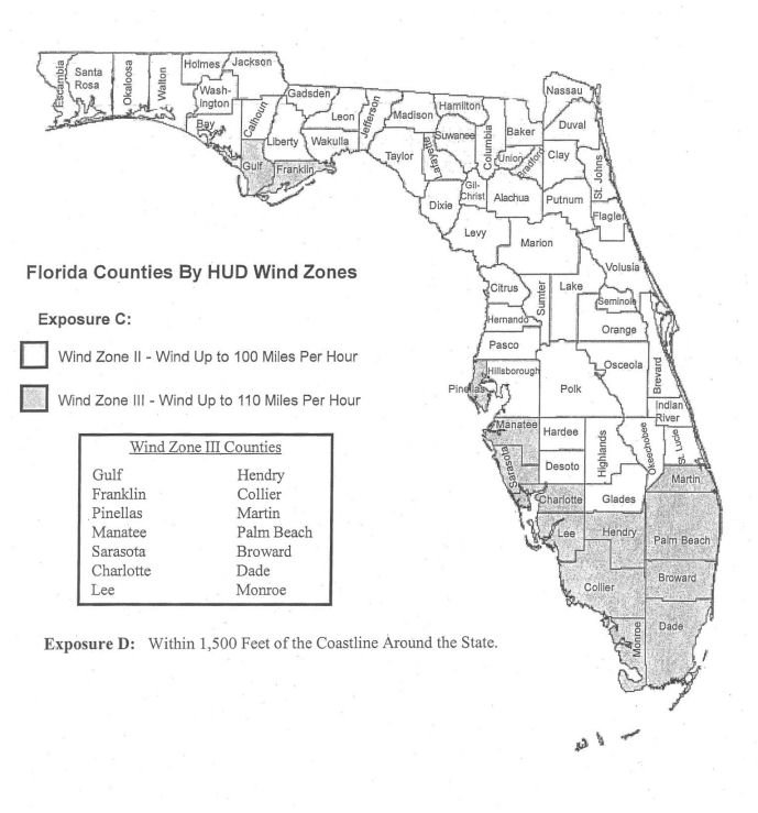there are many wind zones in florida, the hurricane capital
